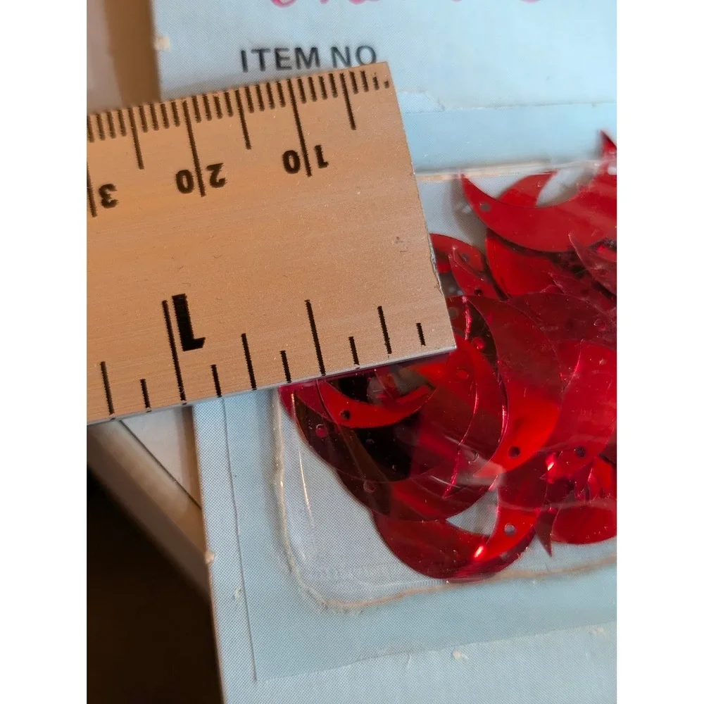 Vintage Merri Mac Red Crescent Moon Sequins Metallic Craft Supplies New